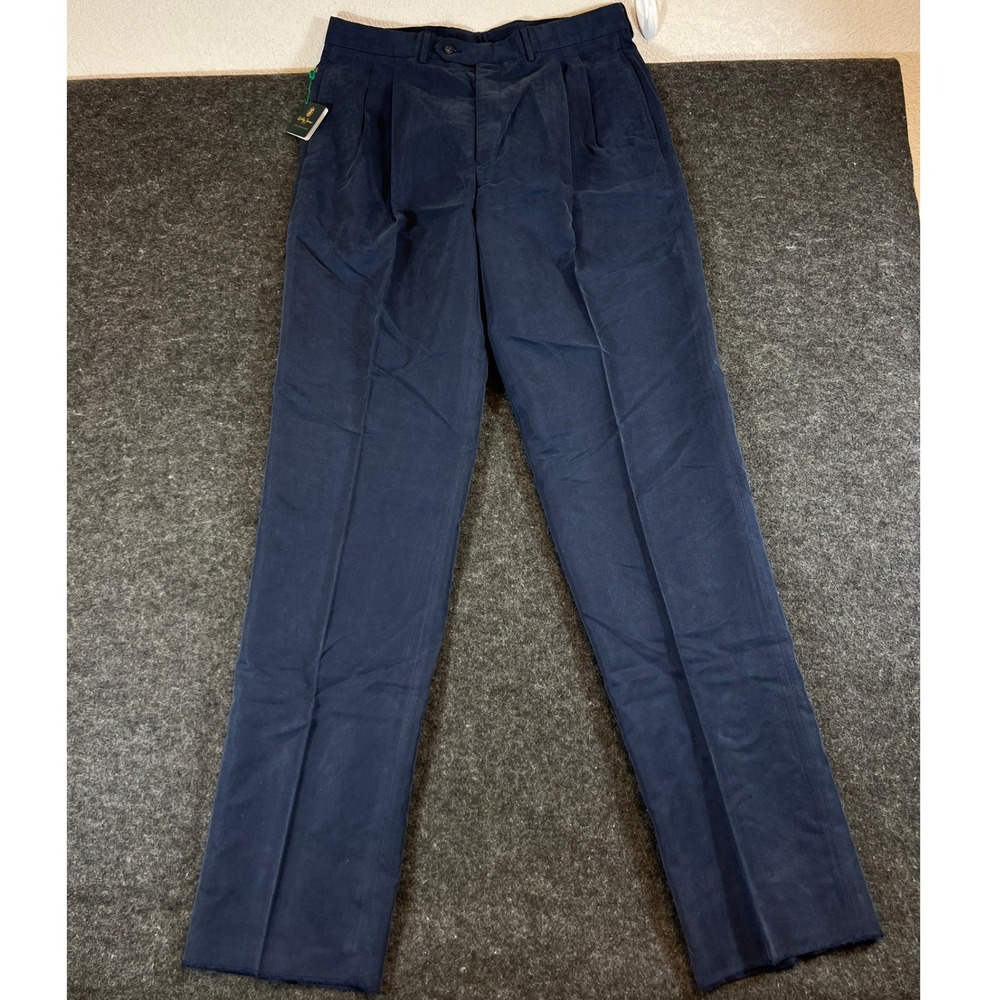 Bobby Jones Collection Navy Blue Pleated Dress Pants Golf Trousers Mens 36 NWT